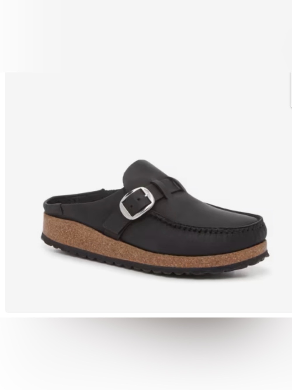 Birkenstock Black Leather Clog Mules with Buckle